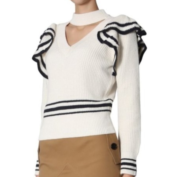 Self-Portrait Ivory Wool Blend Sweater  M New - Picture 7 of 10